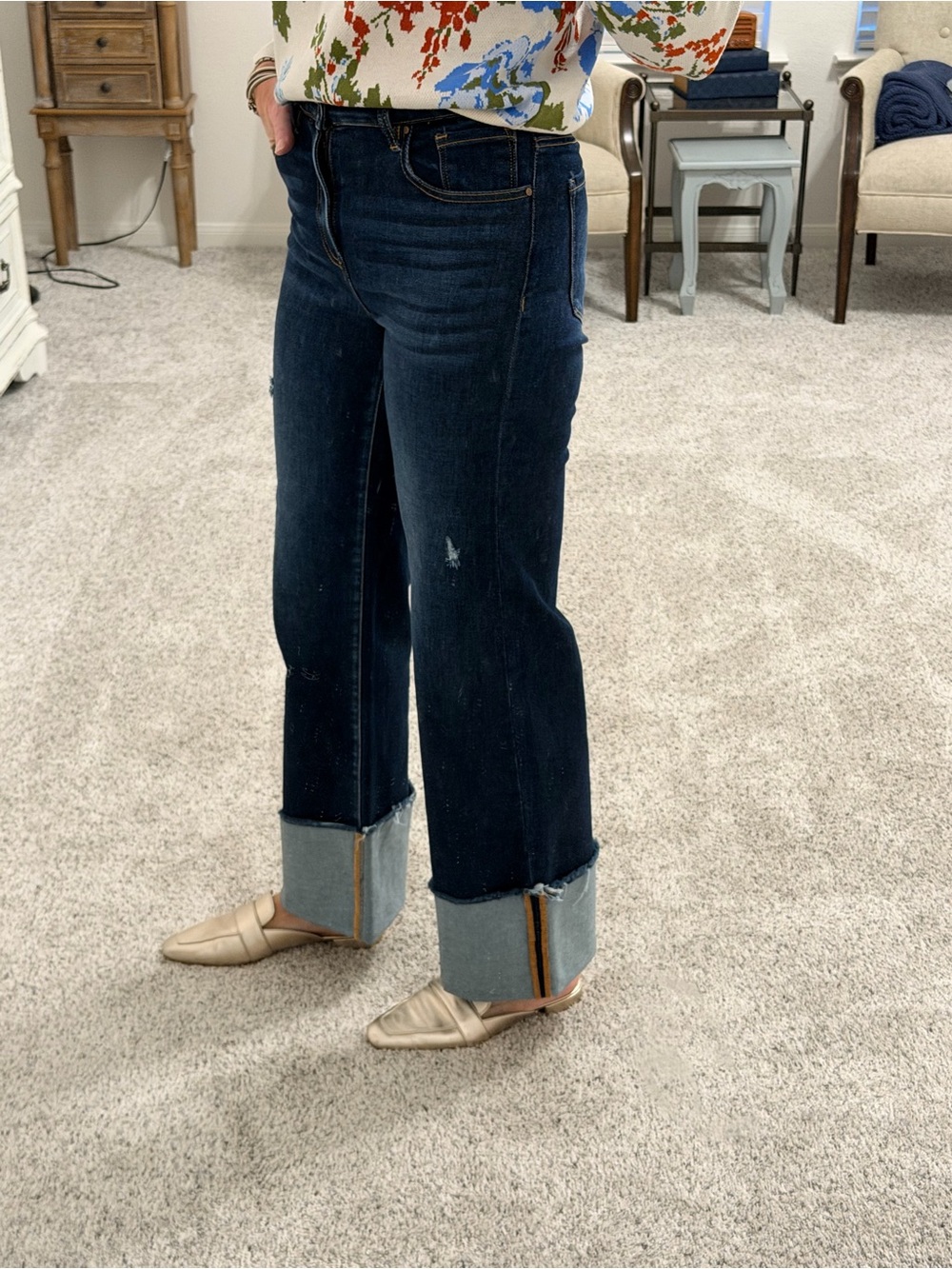 Risen wide cuff jeans size 5/27 - Picture 2 of 5